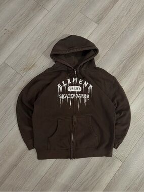 Vintage Brown Element Skateboards zip up hoodie